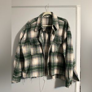 Green and beige shacket